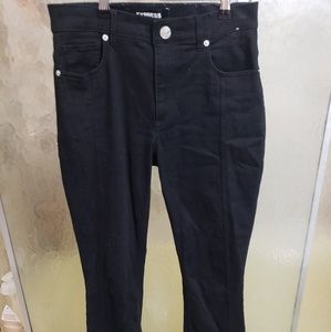 High rise black cropped flare pants